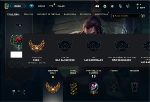 Conta ouro 1 com 24 Champs e 1 skin + 1 Fragmento Ultimate - League of Legends LOL