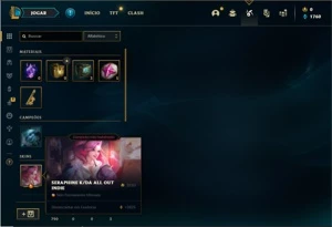 Conta ouro 1 com 24 Champs e 1 skin + 1 Fragmento Ultimate - League of Legends LOL