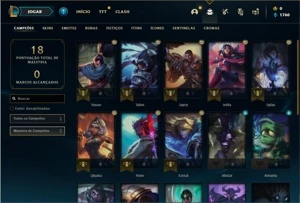 Conta ouro 1 com 24 Champs e 1 skin + 1 Fragmento Ultimate - League of Legends LOL