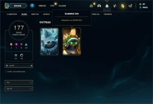 Conta Raríssima da, Season 1 com Rammus REI e Kayle Juiza - League of Legends LOL