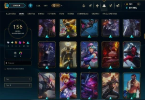 Bronze 2 com TODOS os Champs e 156 Skins ( ADC / JG ) - League of Legends LOL