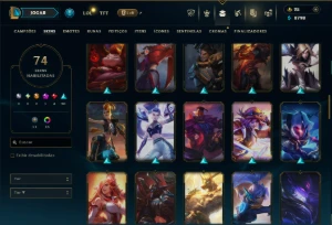 Unranked com 115 Champs e 74 Skins +9 Vitoriosas - League of Legends LOL