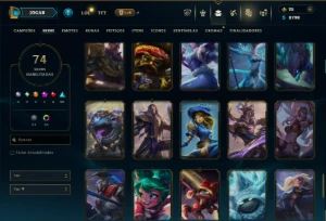 Unranked com 115 Champs e 74 Skins +9 Vitoriosas - League of Legends LOL