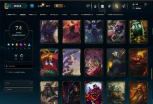 Unranked com 115 Champs e 74 Skins +9 Vitoriosas - League of Legends LOL