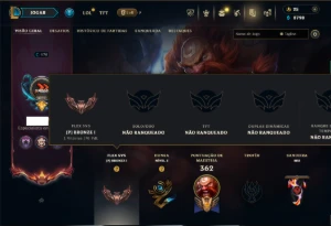 Unranked com 115 Champs e 74 Skins +9 Vitoriosas