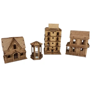 Kit 3 casinha mais 01 coreto em mdf, maquete, diorama - Artesanato e Personalizados