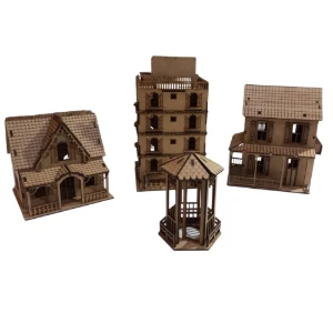Kit 3 casinha mais 01 coreto em mdf, maquete, diorama - Artesanato e Personalizados