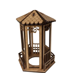 Kit 3 casinha mais 01 coreto em mdf, maquete, diorama - Artesanato e Personalizados
