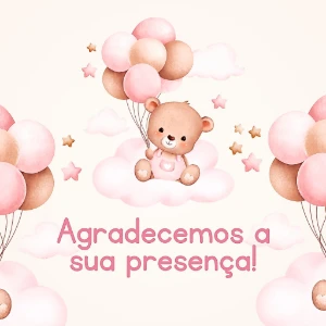 50 Adesivos Ursinha Rosa - Chá de Bebê - Artesanato e Personalizados