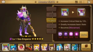 Reroll Summoners War lvl10 com Sea Emperor Dark - Manannan