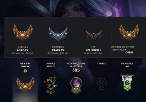 Conta de lol Elo: PRATA 4 (SOLOQ) OURO 4 (FLEX) 3 SKINS ULT