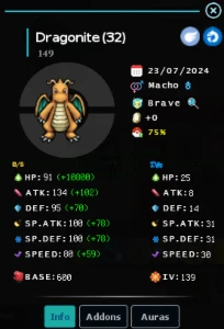 Vendo Dragonite Nao Eterno Brave 75% No Pokemonbr - Tibia