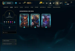 Unranked com 40 CHamps e 3 Skins - League of Legends LOL