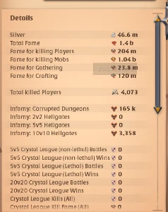 Conta Albion Online 1.4B Fama , 204m PvP Fama 20M Silver
