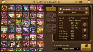 3 LD5 Artamiel, MK Light, Destiny - Summoners War