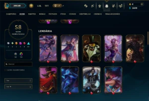 Platina 4 com 125 Champs e 58 Skins - League of Legends LOL