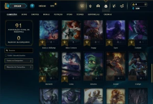 Prata 4 com 50 Champs e 12 Skins - League of Legends LOL