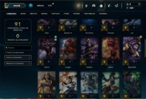 Prata 4 com 50 Champs e 12 Skins - League of Legends LOL