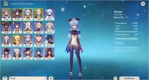 AR46 Ganyu, Keqing, Mona c1 e Jean+50 resinas frageis - Genshin Impact