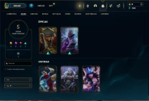 Ouro 1 com 30 Champs e 5 Skins + 8 Fragmentos - League of Legends LOL