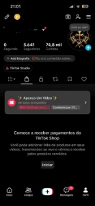 Conta Do Tiktok Com Shop Ativo +5,6K Seguidores +74,8K Curti - Redes Sociais