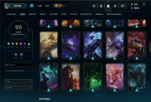 Unranked com TODOS os Champs e 90 Skins ( MID / JG / SUP ) - League of Legends LOL