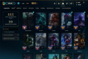 Unranked com TODOS os Champs e 90 Skins ( MID / JG / SUP ) - League of Legends LOL