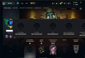 Unranked com TODOS os Champs e 90 Skins ( MID / JG / SUP )