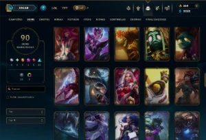 Unranked com TODOS os Champs e 90 Skins ( MID / JG / SUP ) - League of Legends LOL