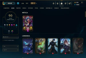 Unranked com TODOS os Champs e 90 Skins ( MID / JG / SUP ) - League of Legends LOL