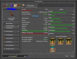 Vendo conta tibia - KNIGHT 230 com addons e montarias raras.