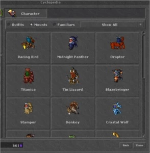 Vendo conta tibia - KNIGHT 230 com addons e montarias raras.