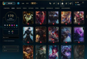 Esmeralda 4 com TODOS os Champs e 170 Skins ( Nivel 619 ) - League of Legends LOL