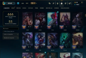 Esmeralda 4 com TODOS os Champs e 170 Skins ( Nivel 619 ) - League of Legends LOL