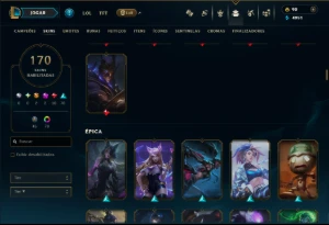 Esmeralda 4 com TODOS os Champs e 170 Skins ( Nivel 619 ) - League of Legends LOL