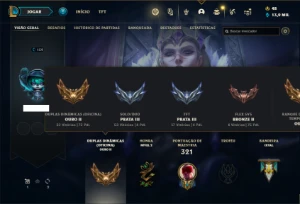 Conta prata 3 com 135 Champs e 89 Skins + 6 Vitoriosas - League of Legends LOL