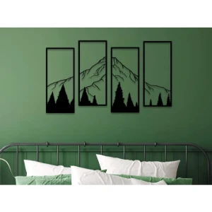 Kit 4 Quadros Montanhas e Floresta em MDF 42 x 18 cm - Artesanato e Personalizados