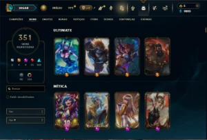 Diamante 1 com TODOS os champs e 351 Skins ( ADC / MID ) - League of Legends LOL