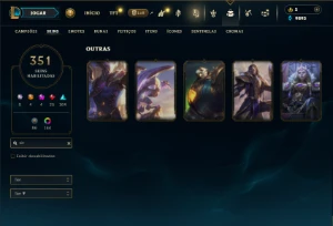 Diamante 1 com TODOS os champs e 351 Skins ( ADC / MID ) - League of Legends LOL