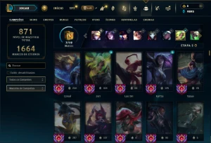 Diamante 1 com TODOS os champs e 351 Skins ( ADC / MID ) - League of Legends LOL