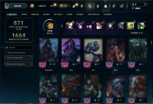 Diamante 1 com TODOS os champs e 351 Skins ( ADC / MID ) - League of Legends LOL