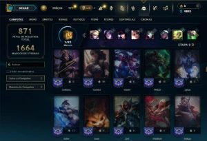 Diamante 1 com TODOS os champs e 351 Skins ( ADC / MID ) - League of Legends LOL