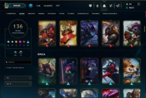Unranked com 140 Champs e 136 Skins ( MID / JG ) - League of Legends LOL
