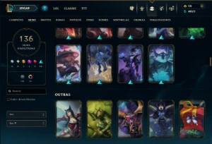 Unranked com 140 Champs e 136 Skins ( MID / JG ) - League of Legends LOL