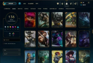 Unranked com 140 Champs e 136 Skins ( MID / JG ) - League of Legends LOL