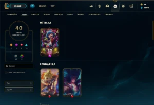 Bronze 3 com 75 Champs e 40 Skins + 5 Vitoriosas - League of Legends LOL