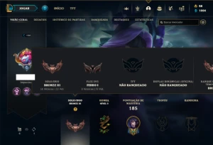 Bronze 3 com 75 Champs e 40 Skins + 5 Vitoriosas - League of Legends LOL
