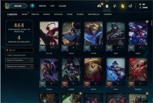 Conta prata 3 com TODOS os champs e 106 Skins + 4 Vitoriosas - League of Legends LOL
