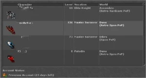 MS 136 DUNA RETRO OPEN PVP + MAKERS NA CONTA - Tibia