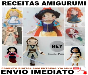 Combo 35 Receitas Crochê em PDF Princesas Amigurumi